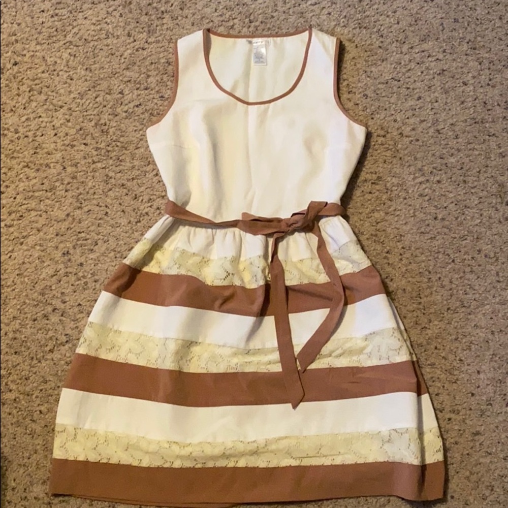 Esley cream and tan dress